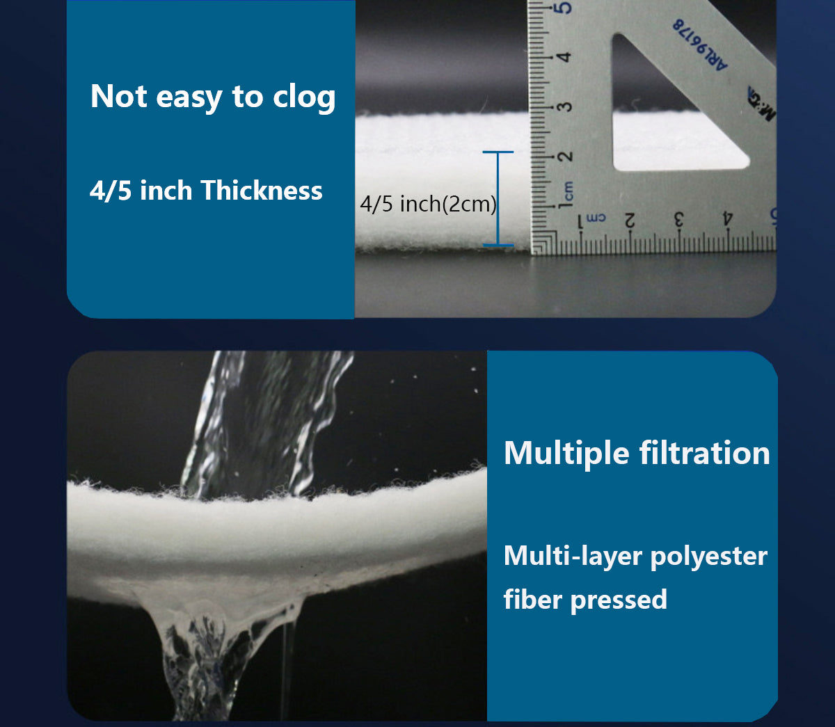 NinjaSieve Koi Pond Filter Pad Fine Bulk Roll Fish Pond Filter Media Garden Water Filter Material Filter Floss - 118 inches (9.8 ft) by 12 inches by 3/5 to 4/5 inch Thick (White)