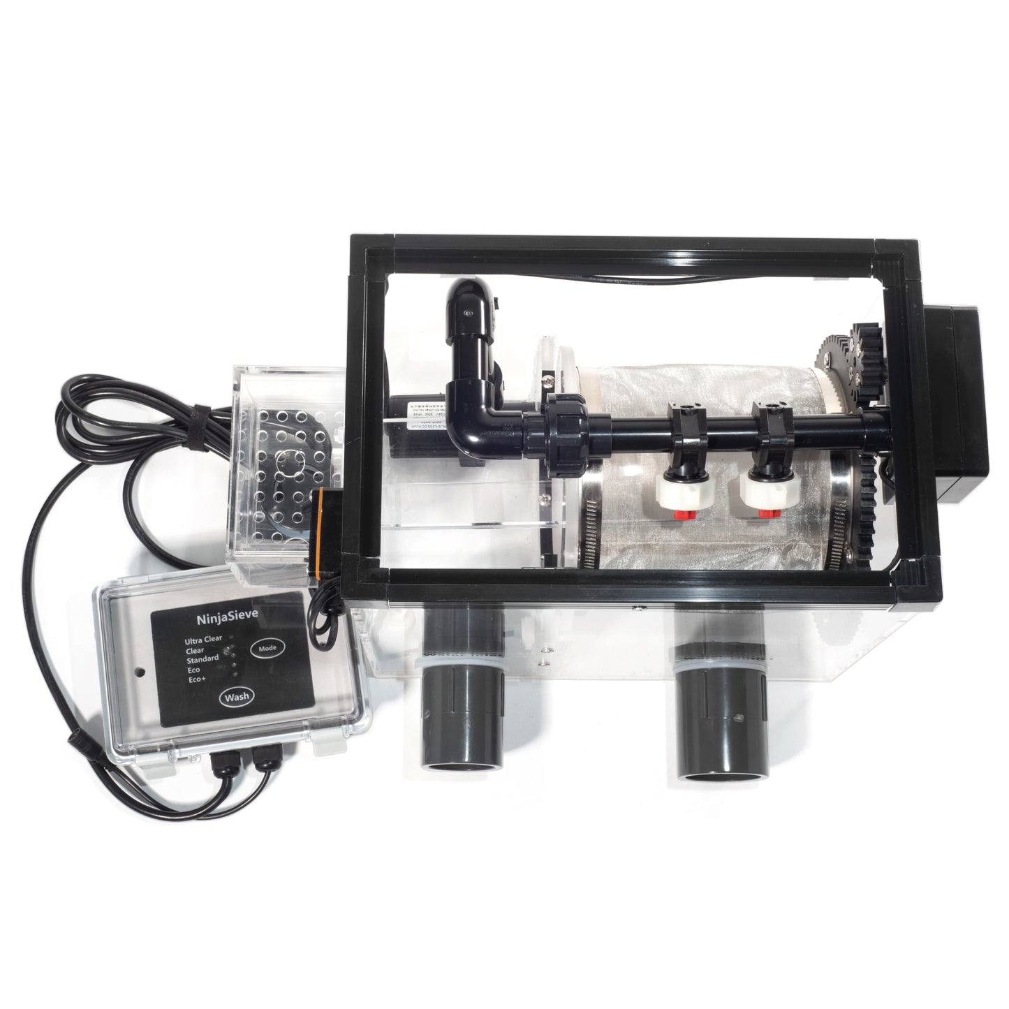 NinjaSieve RDF Automatic Rotary Drum Filter for Koi Tilapia Pond, Fish Farm,Aquarium,Hydroponics, Aquaculture, Aquaponics, with Mobile Control Box, Transparent Koi Pond Filter 5T10 (1240GPH) - Coming soon
