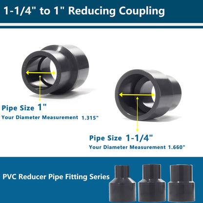Gray PVC Reducing Coupling Bushing, High-Flow PVC Reducer Pipe Fitting (Socket x Socket, SCH80)