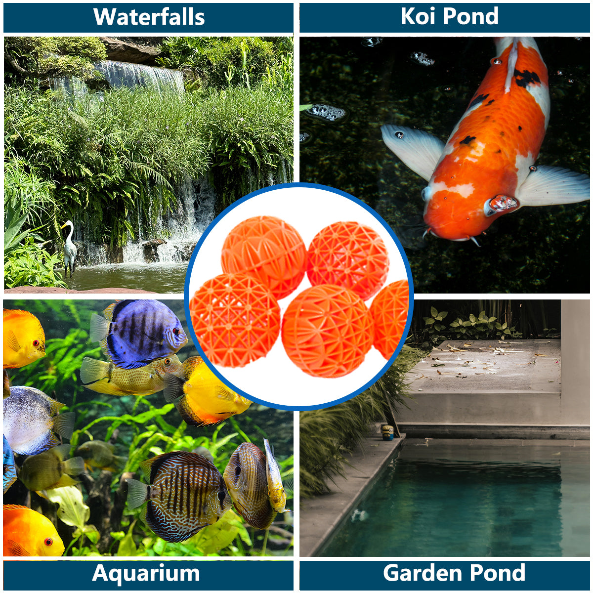 NinjaSieve Filter Media Bio Balls Bulk,  3 Inch Large Bio Balls for Outdoor Ponds, Pond Filter Media for Koi Pond filter, Aquarium Filter, Fish Farm (Orange, 3 Inch)