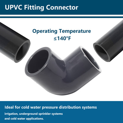 1-1/4 Inch 90-Degree Elbow UPVC Pipe Fitting Adapter SCH80 (Socket x Socket) - 4 Packs, Dark gray