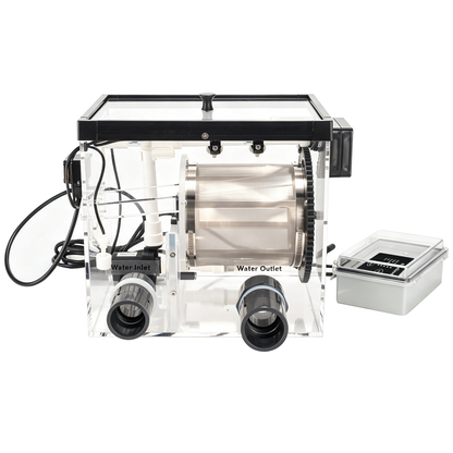 NinjaSieve RDF Automatic Rotary Drum Filter for Koi Tilapia Pond, Fish Farm,Aquarium,Hydroponics, Aquaculture, Aquaponics, with Mobile Control Box, Transparent Koi Pond Filter 4T10-PM (924GPH) - Coming soon