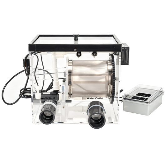 NinjaSieve RDF Automatic Rotary Drum Filter for Koi Tilapia Pond, Fish Farm,Aquarium,Hydroponics, Aquaculture, Aquaponics, with Mobile Control Box, Transparent Koi Pond Filter 4T10-PM (924GPH) - Coming soon