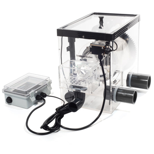 NinjaSieve RDF Automatic Rotary Drum Filter for Koi Tilapia Pond, Fish Farm,Aquarium,Hydroponics, Aquaculture, Aquaponics, with Mobile Control Box, Transparent Koi Pond Filter 5T10 (1240GPH) - Coming soon