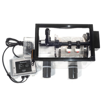 NinjaSieve RDF Automatic Rotary Drum Filter for Koi Tilapia Pond, Fish Farm,Aquarium,Hydroponics, Aquaculture, Aquaponics, with Mobile Control Box, Transparent Koi Pond Filter 5T10 (1240GPH) - Coming soon