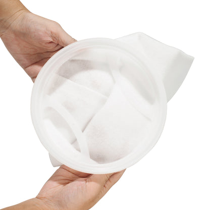 300 Micron Filter Socks — 7" x 12" Reusable Sump & Pond Filter Bags with Built-In Plastic Rim