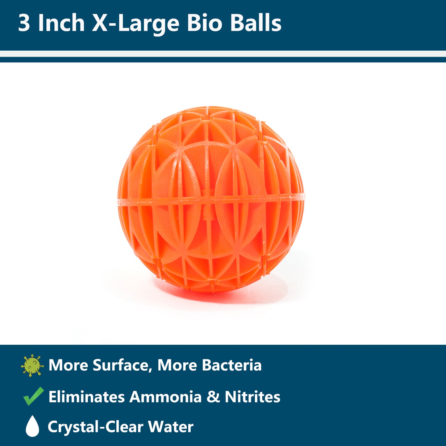 NinjaSieve Filter Media Bio Balls Bulk,  3 Inch Large Bio Balls for Outdoor Ponds, Pond Filter Media for Koi Pond filter, Aquarium Filter, Fish Farm (Orange, 3 Inch)